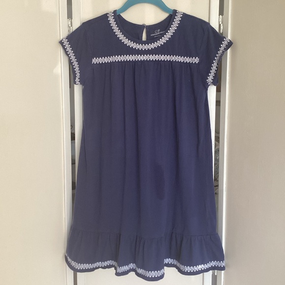 VINEYARD VINES dress Sz 14 Island Lattice navy cotton EUC - Picture 4 of 9